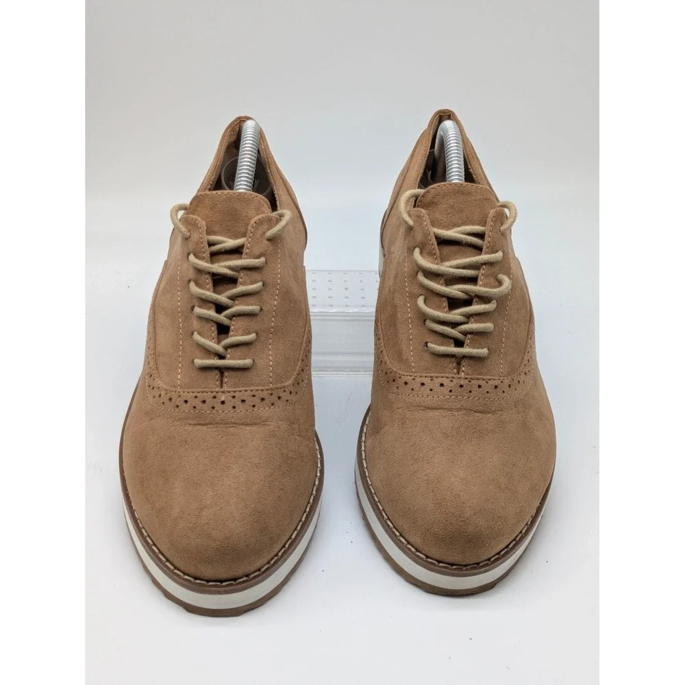 Torrid Lace Up Oxford Shoes Tan Suede Platform Comfort Women's Size 10WW